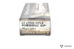 Sellier & Bellot Subsonic HP calibro 22 LR Long Rifle - 40 grani - 50 cartucce lato