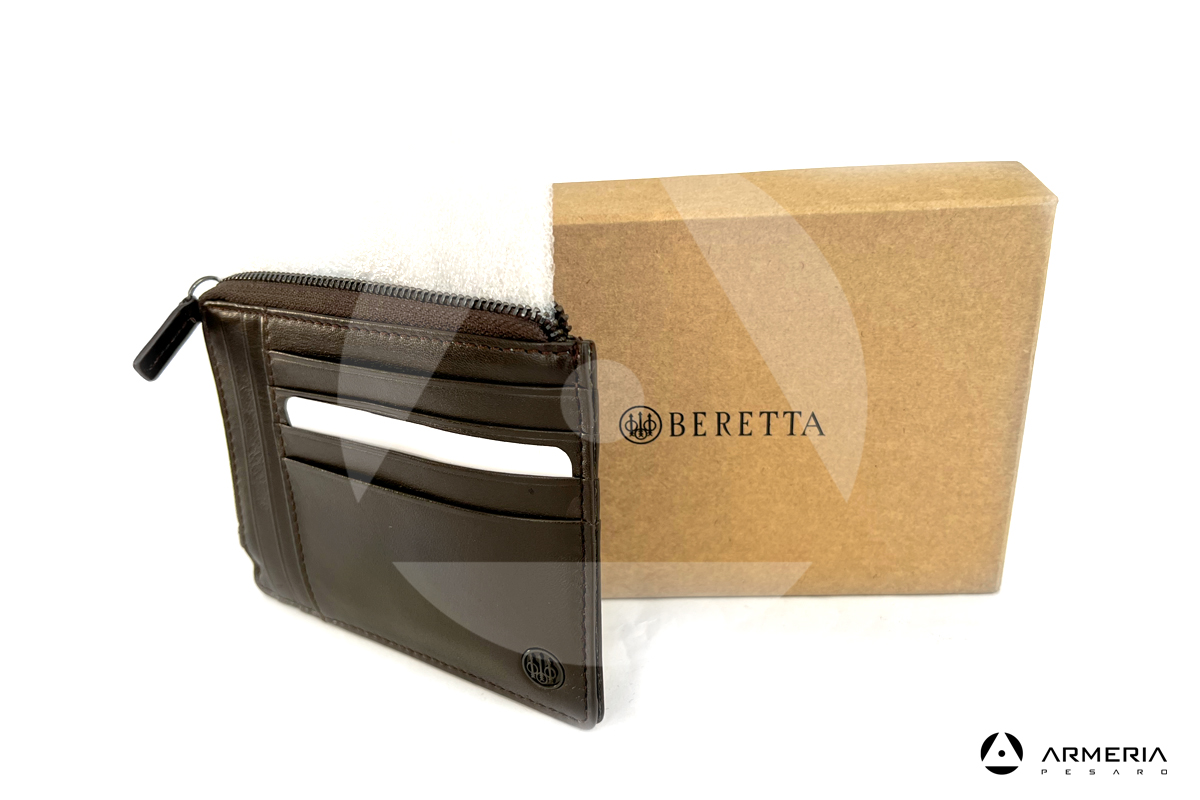 Portafoglio CC Beretta Bifold in pelle marrone pack