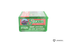Palle ogive Sierra Varminter calibro 6mm – 85 grani Spitzer – 100 pezzi #1520 lato