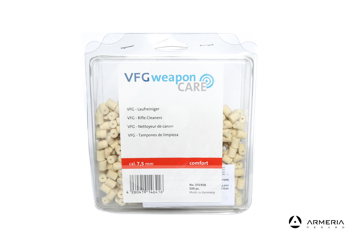 Pacco feltrini VFG Weapon Care per pulizia armi - calibro 7.5mm - 500 pezzi