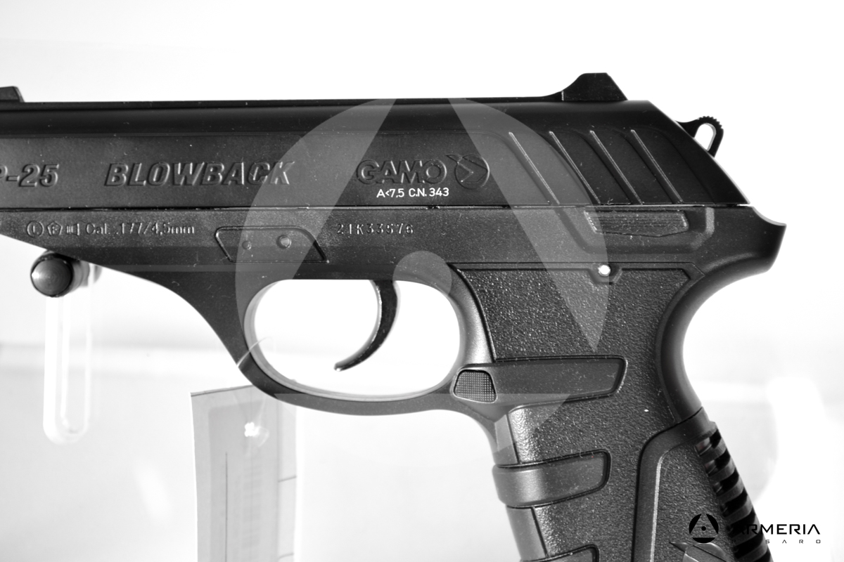 Pistola Gamo P-25 Blowback calibro 4.5 ad aria compressa macro Pistola Gamo P-25 Blowback calibro 4.5 ad aria compressa macro