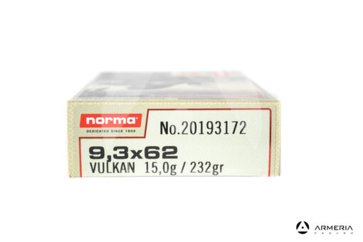 Norma Large Game Vulkan calibro 9.3x62 232 grani - 20 cartucce macro