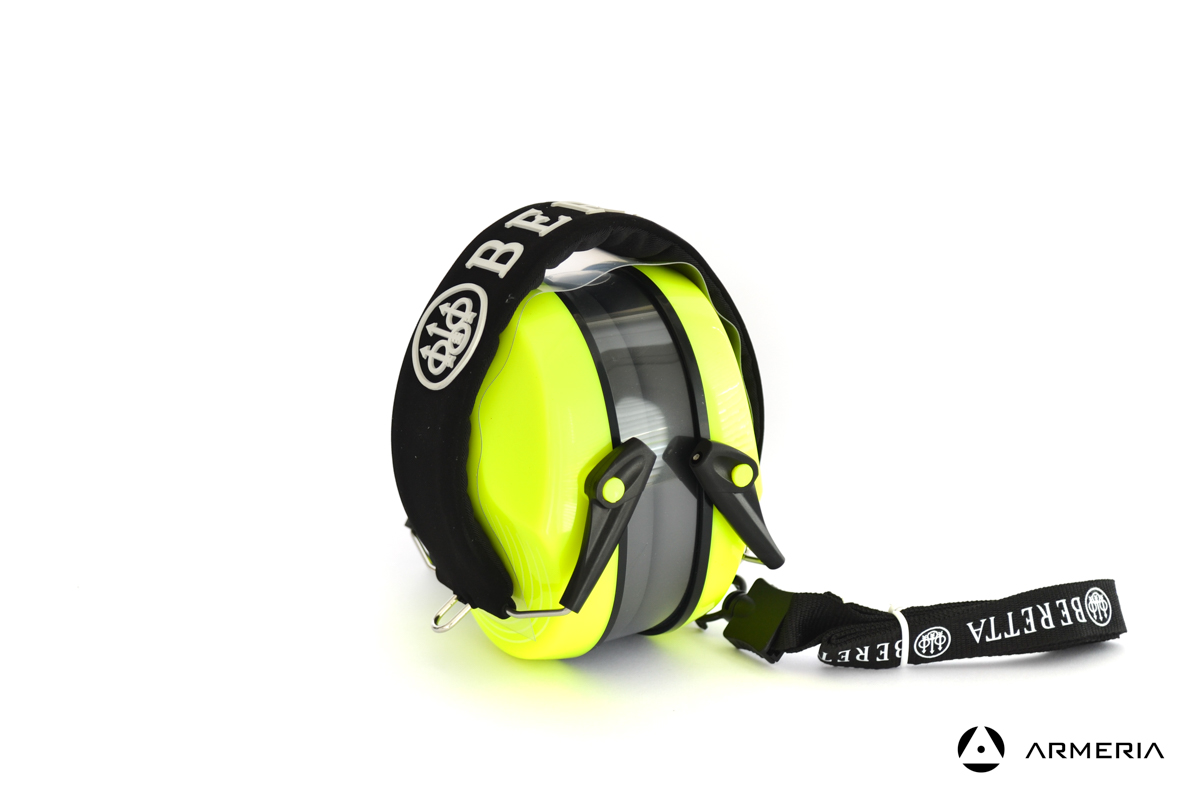 Cuffie protettive antirumore da tiro Beretta CF100 SNR 25dB giallo fluo lato