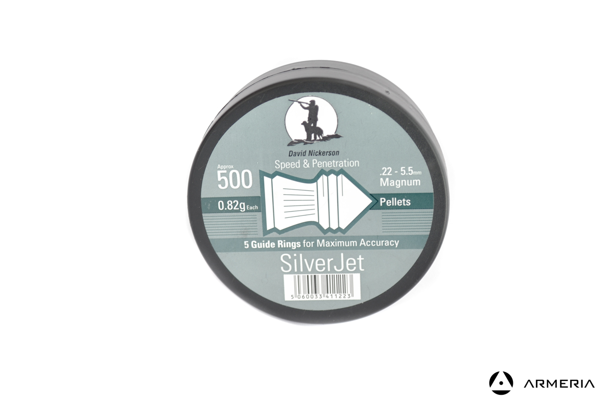 Scatola pallini David Nickerson SilverJet calibro 22 5.5mm Magnum - 500 pezzi