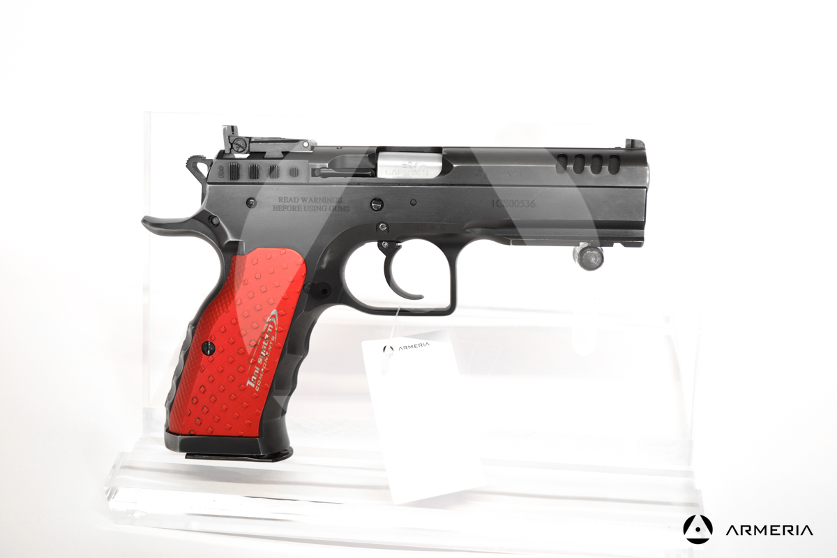 Pistola semiautomatica Tanfoglio modello Stock I calibro 9x21 Canna 5" lato Pistola semiautomatica Tanfoglio modello Stock I calibro 9x21 Canna 5" lato