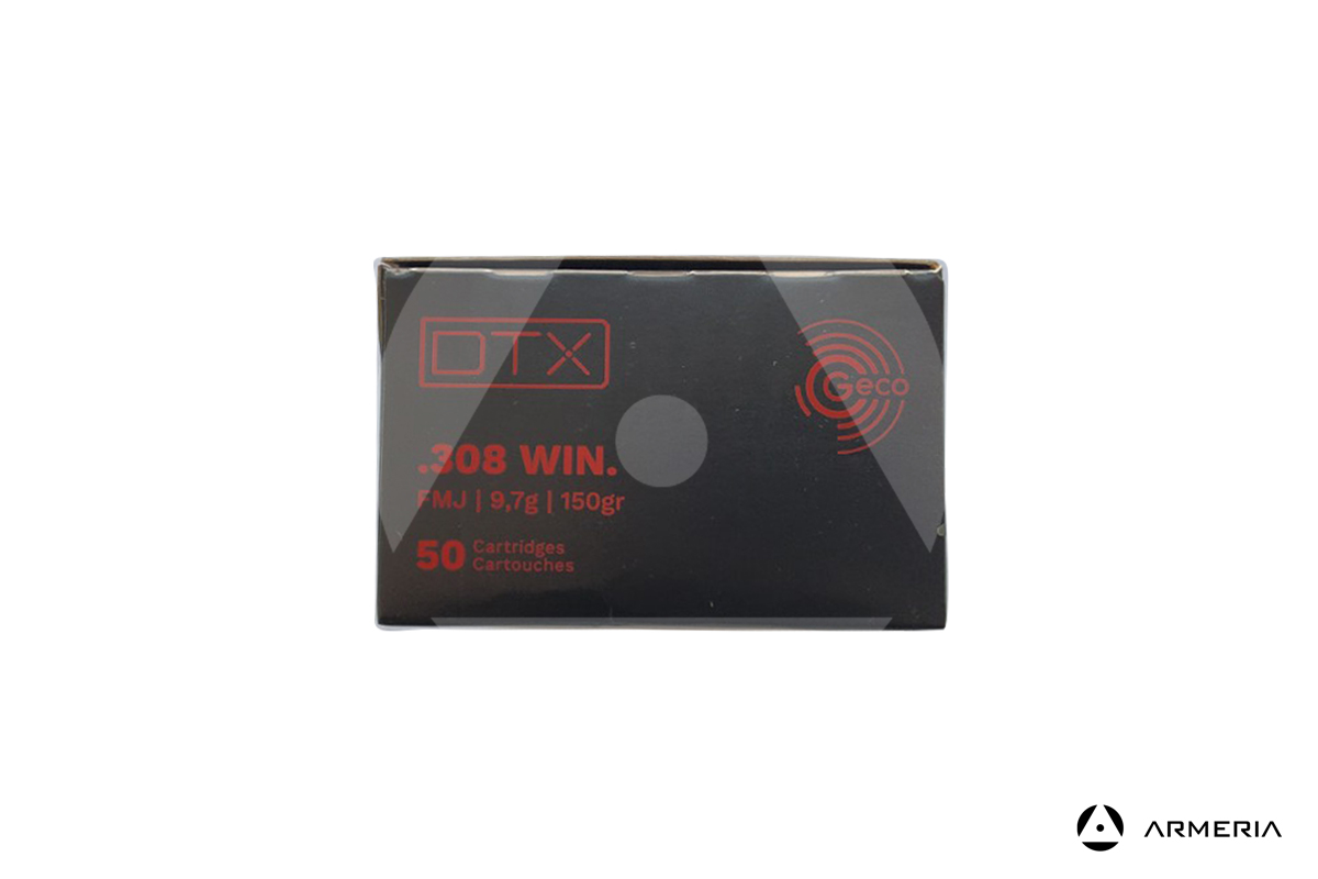 Geco DTX calibro 308 Win FMJ 150 grani - 50 cartucce lato